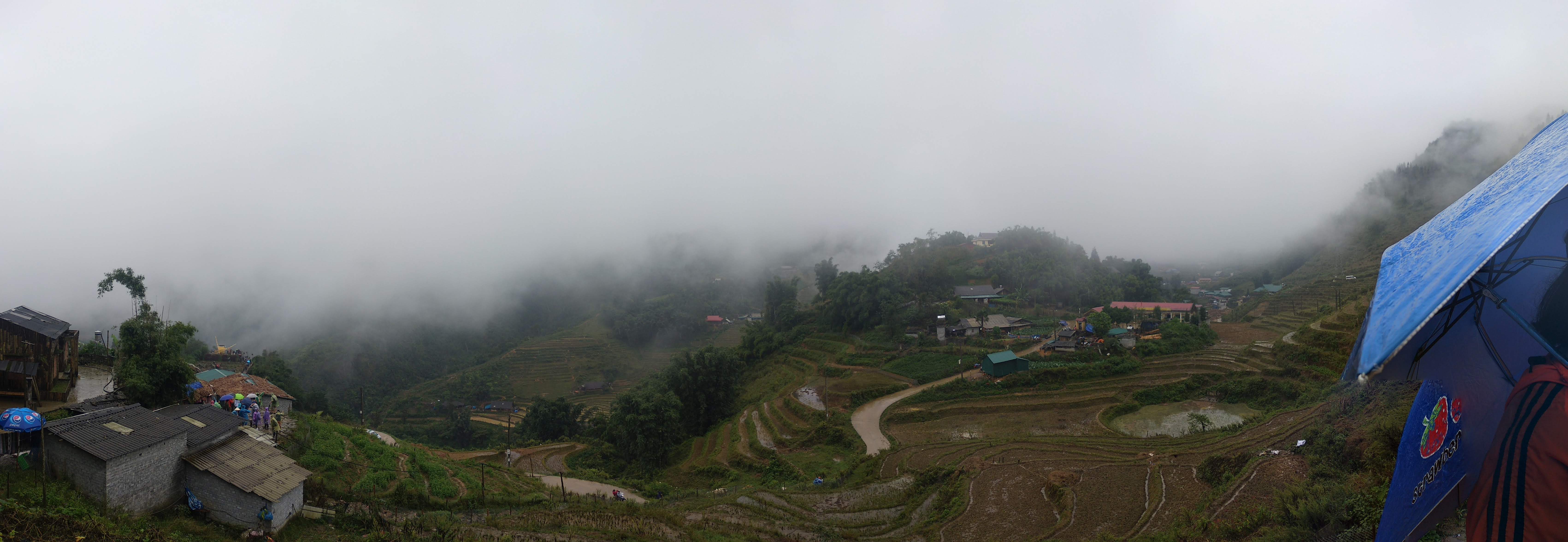 Panorama of Vietnamese stepped-farming hills